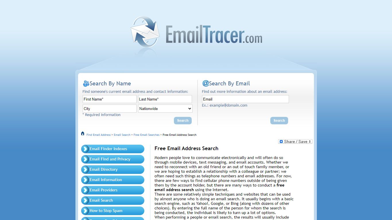 Free Email Address Search | No Cost Email Searches for People Contacts